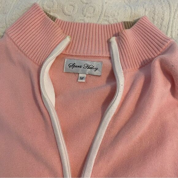 Y2K Sport Haley size Medium Light Pink Barbie Coquette Preppy Full Zip Sweater - Picture 5 of 11